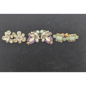 3 pairs VTG Rhinestone Earrings Including Coro